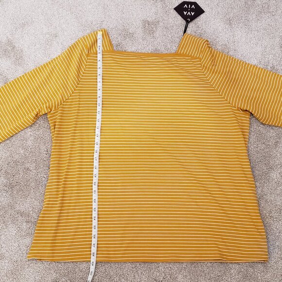 Square Neck Stripped Tee Split Hem Women's Plus Size 2X 20W or 22W - Picture 8 of 9